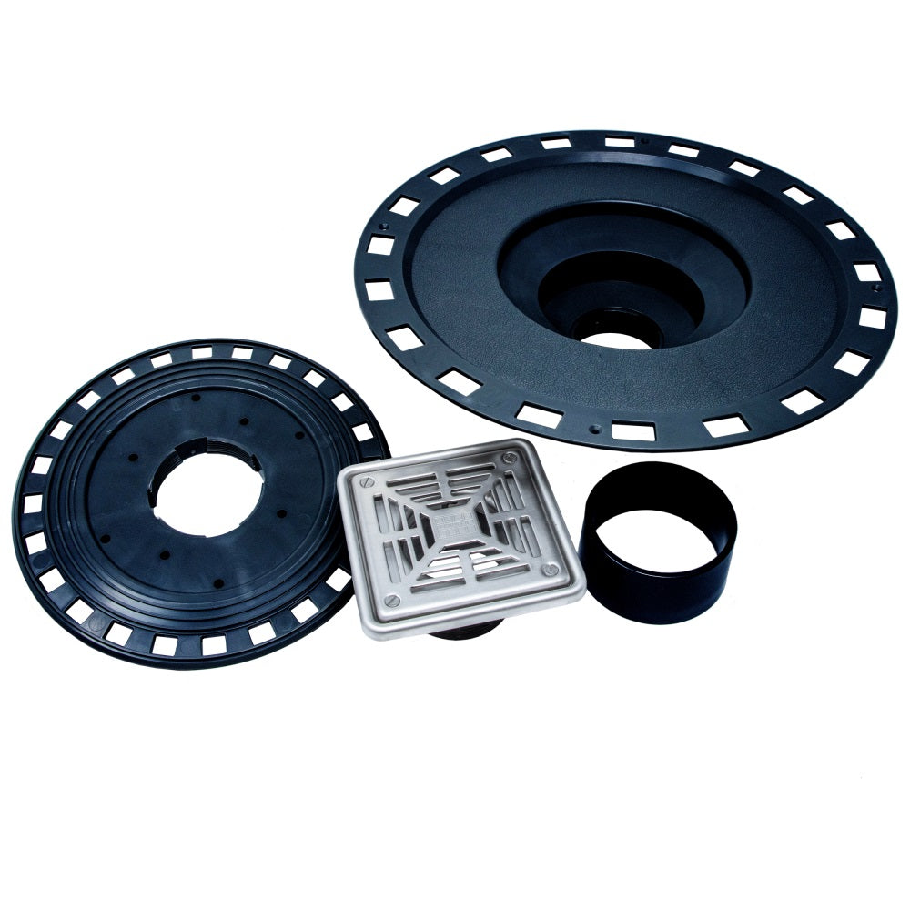Laticrete - Hydro Ban Ensemble de drain de douche PVC10 cm avec grille de drain carrée en acier inoxydable brossé 10 cm x 10 cm