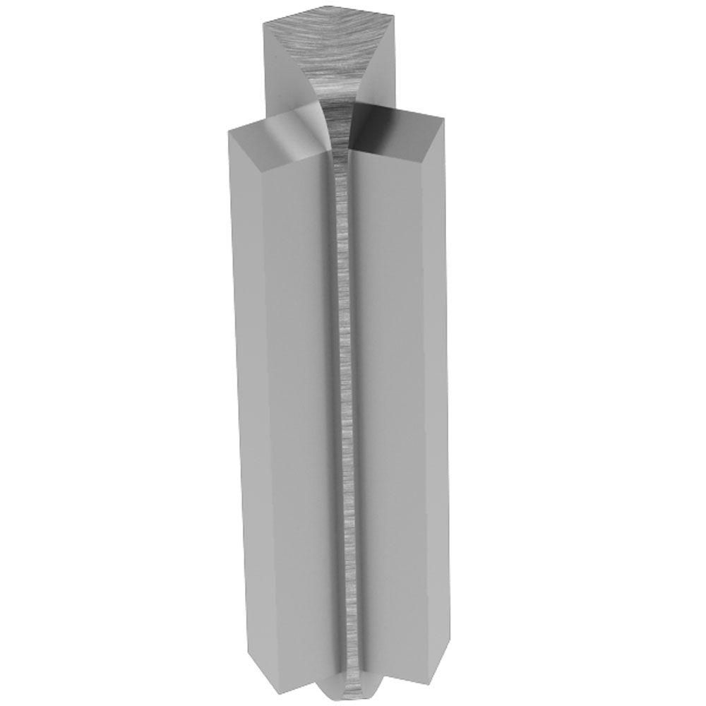 Schluter - RONDEC-STEP Coin intérieur 135° avec ailette verticale de 2-1/4"  - aluminium anodisé chrome brossé 1/2" (12.5 mm)
