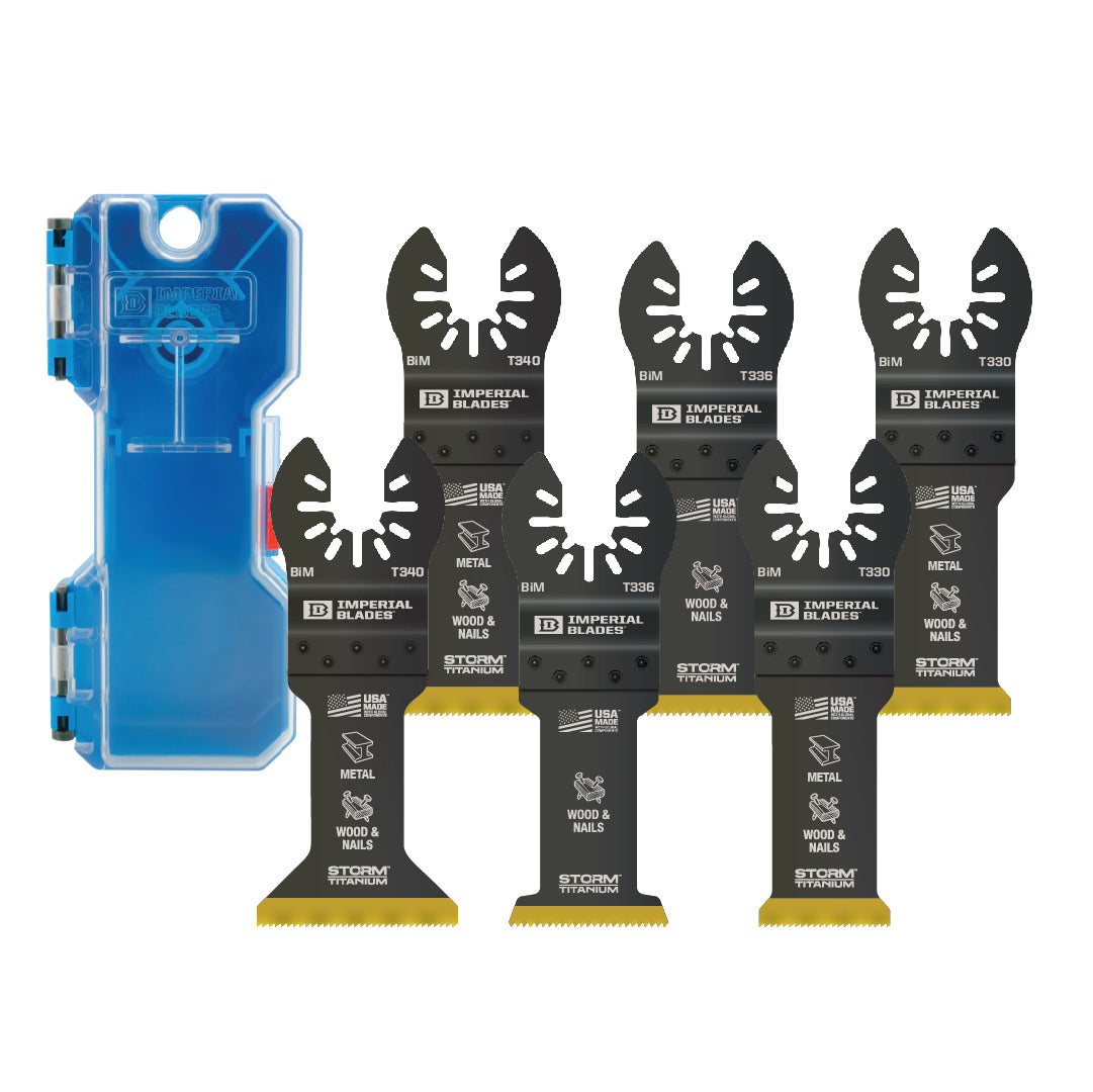 Imperial Blades - Ensemble assorti de lames à métal/bois One Fit Storm Titanium + étui gratuit (paquet de 6)