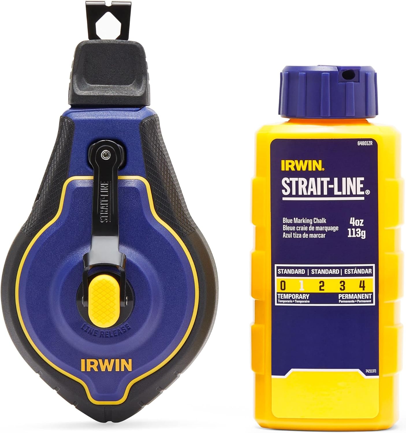 Irwin - Outil de traçage à la craie Strait-Line Speedline Pro 100' avec recharge de craie bleue