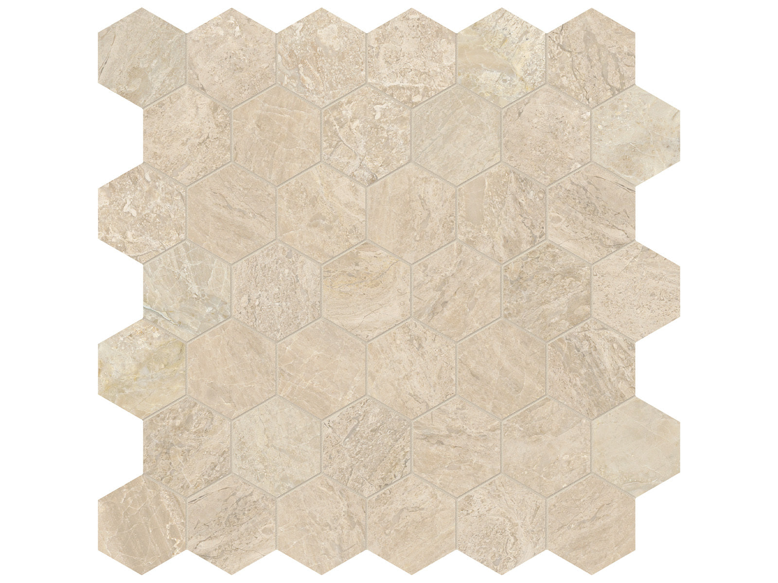 Anatolia - Impero Reale - Mosaïque hexagonale de marbre, fini adouci 4,9 cm (2 po)