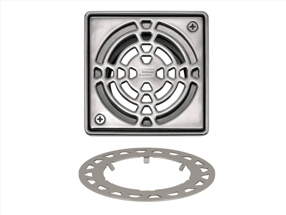 Acier inoxydable (V2) 6" - Schluter KERDI-DRAIN Ensemble de grille carrée Classic ||KD6GRKE