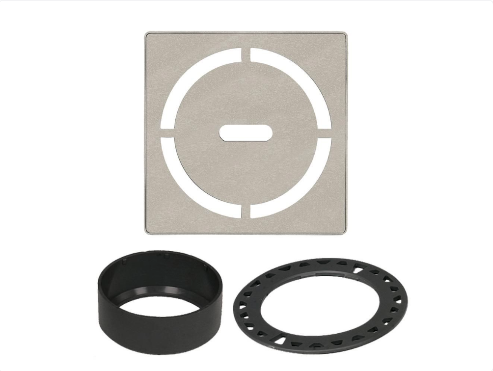 Acier inoxydable (V2) or rose brossé 4" - Schluter KERDI-DRAIN Ensemble de grille carrée Curve ||KDIF4GRKEBRGD6