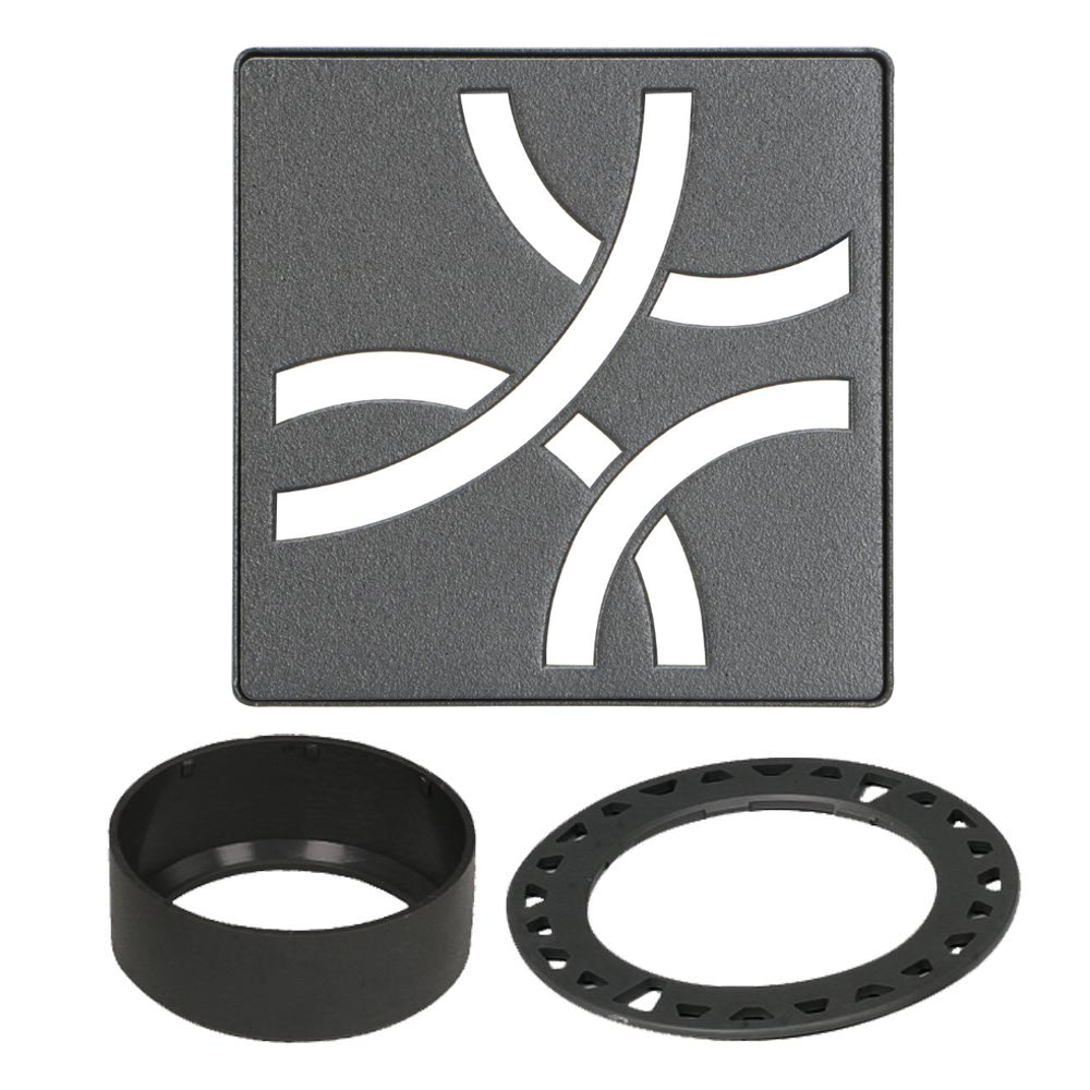 Schluter - KERDI-DRAIN Ensemble de grille carrée Curve acier inoxydable (V2) anthracite foncé 4"