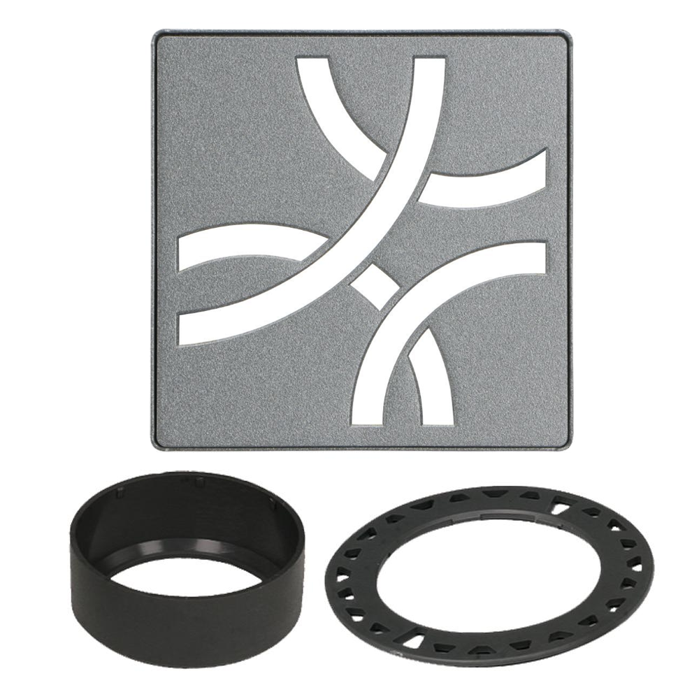 Schluter - KERDI-DRAIN Ensemble de grille carrée Curve acier inoxydable (V2) étain 4"