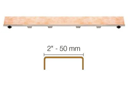 Brushed Stainless Steel (V4) 1-1/8" x 19-11/16" - Schluter KERDI-LINE Recessed Linear Drain with Frameless Tileable Grate Design|| KL1DRE50