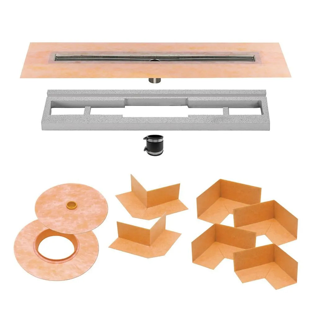 66-7/8" - Schluter KERDI-LINE Centered Linear Drain Channel Kit|| KL1V60E170