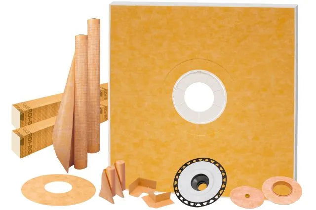 72" x 72" - Schluter KERDI-SHOWER-KIT Shower kit with centered outlet position - FL without grille with 2" PVC flange ||KSK1830PVC