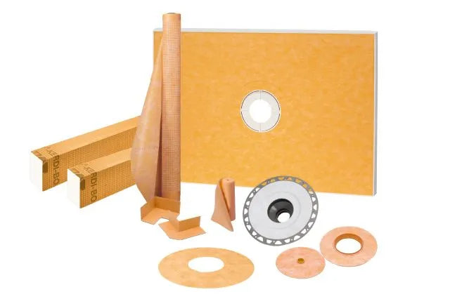 38" x 60" - Schluter KERDI-SHOWER-KIT Shower kit with center outlet position without grate with 2" PVC flange ||KSK9651525PVC
