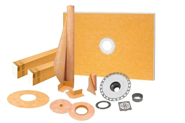 38" x 60" - Schluter KERDI-SHOWER-KIT Shower kit with centered outlet position KERDI-SHOWER-KIT with 2" PVC flange and stainless steel grate ||KSK9651525PVCE