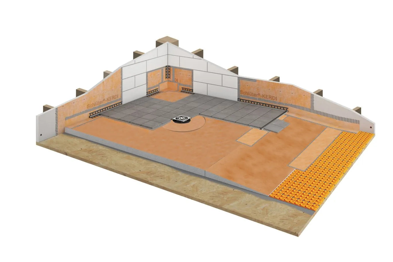 1-1/4" x 48" x 12" - Schluter KERDI-SHOWER-R Rampe de douche préfabriquée ||KSR305/1220