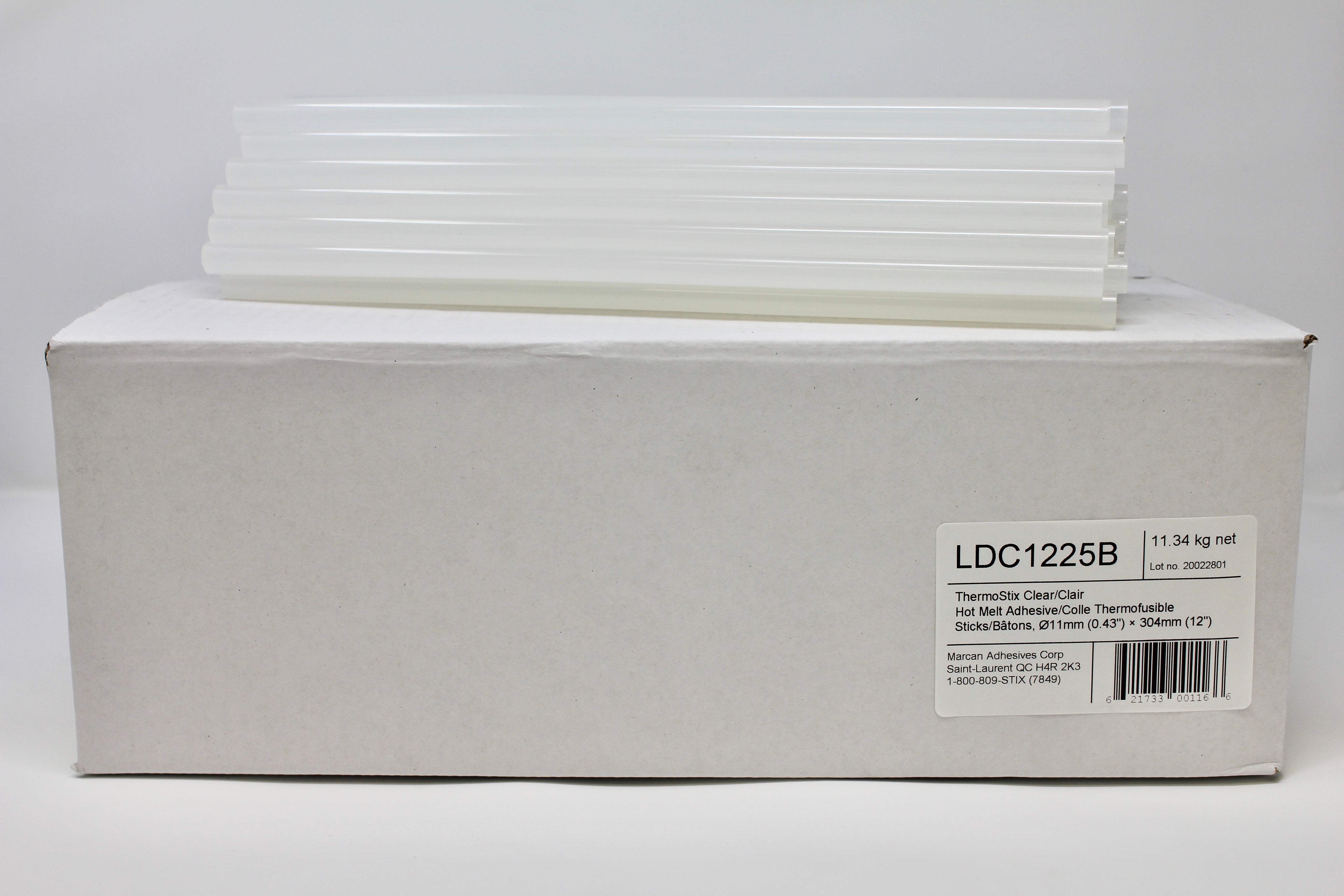 Marcan Adhesives - ThermoStix Adhésif thermofusible clair 11.34 kg net × Ø11 mm × 304 mm (approx. 390 bâtonnets)