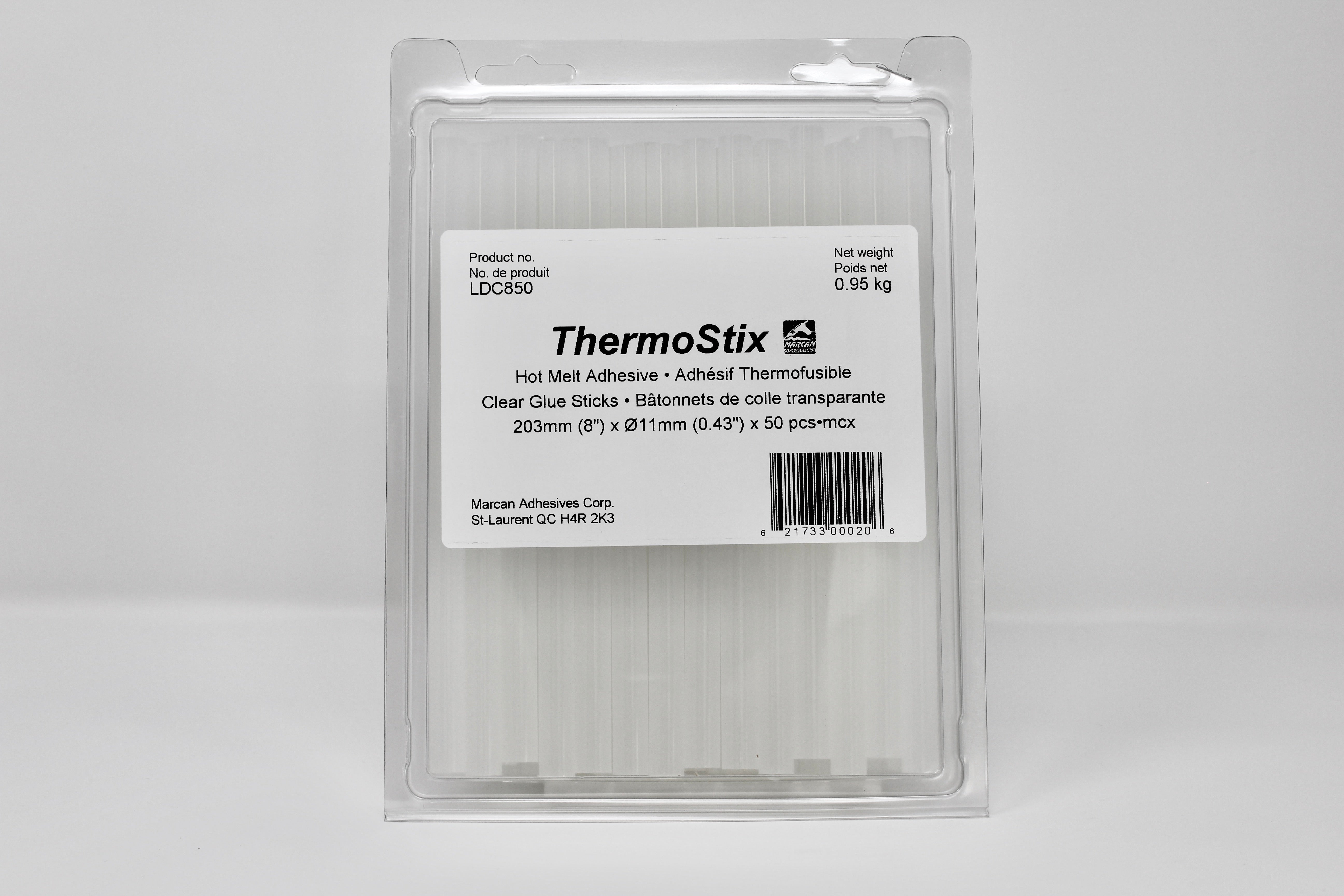 Marcan Adhesives - ThermoStix adhésif thermofusible 0.95 kg net × Ø11 mm × 204 mm clair (approx. 50 bâtonnets)