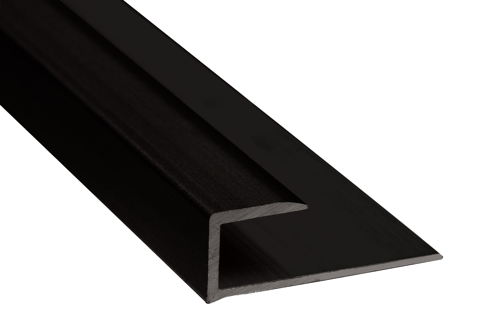 M-D PRO - Moulure en J pour vinyle en aluminium enduit de poudre noir mat - 3/8" (10 mm) x 1" x 12'