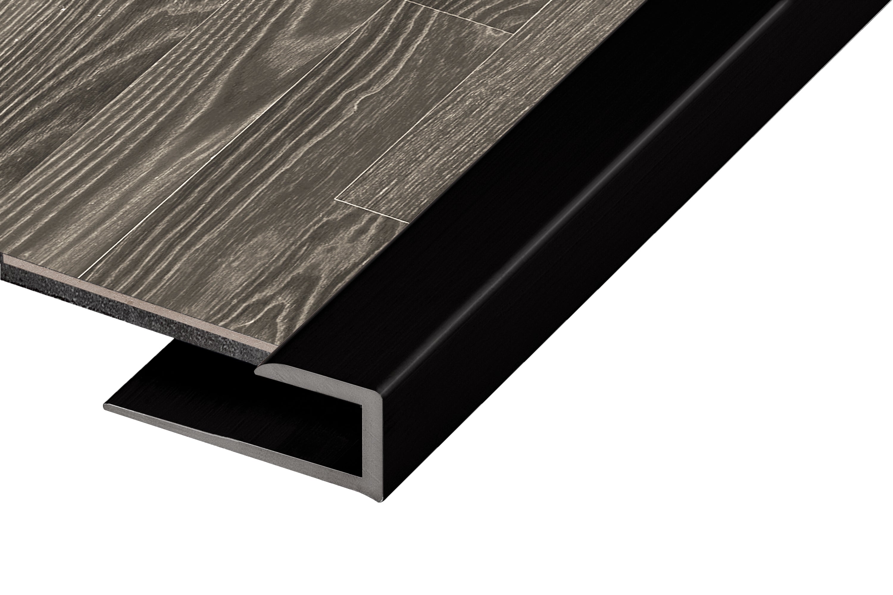 M-D PRO - Matte Black Powder-Coated Aluminum J-Profile for Vinyl - 3/8" (2 mm - 3 mm) x 1" x 12' ||LV8503PBK12