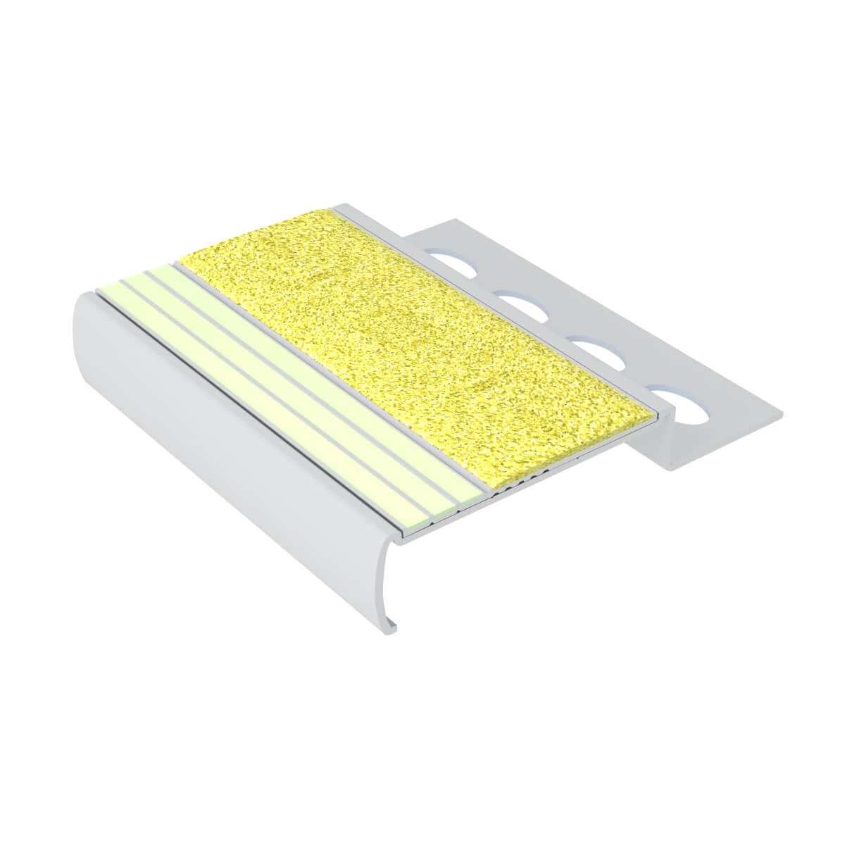 Kinesik - Ecoglo M4.125-E30 Nez de marche photoluminescent avec ailette d'ancrage 12.5 mm et bande antidérapante grise 2" x 8'