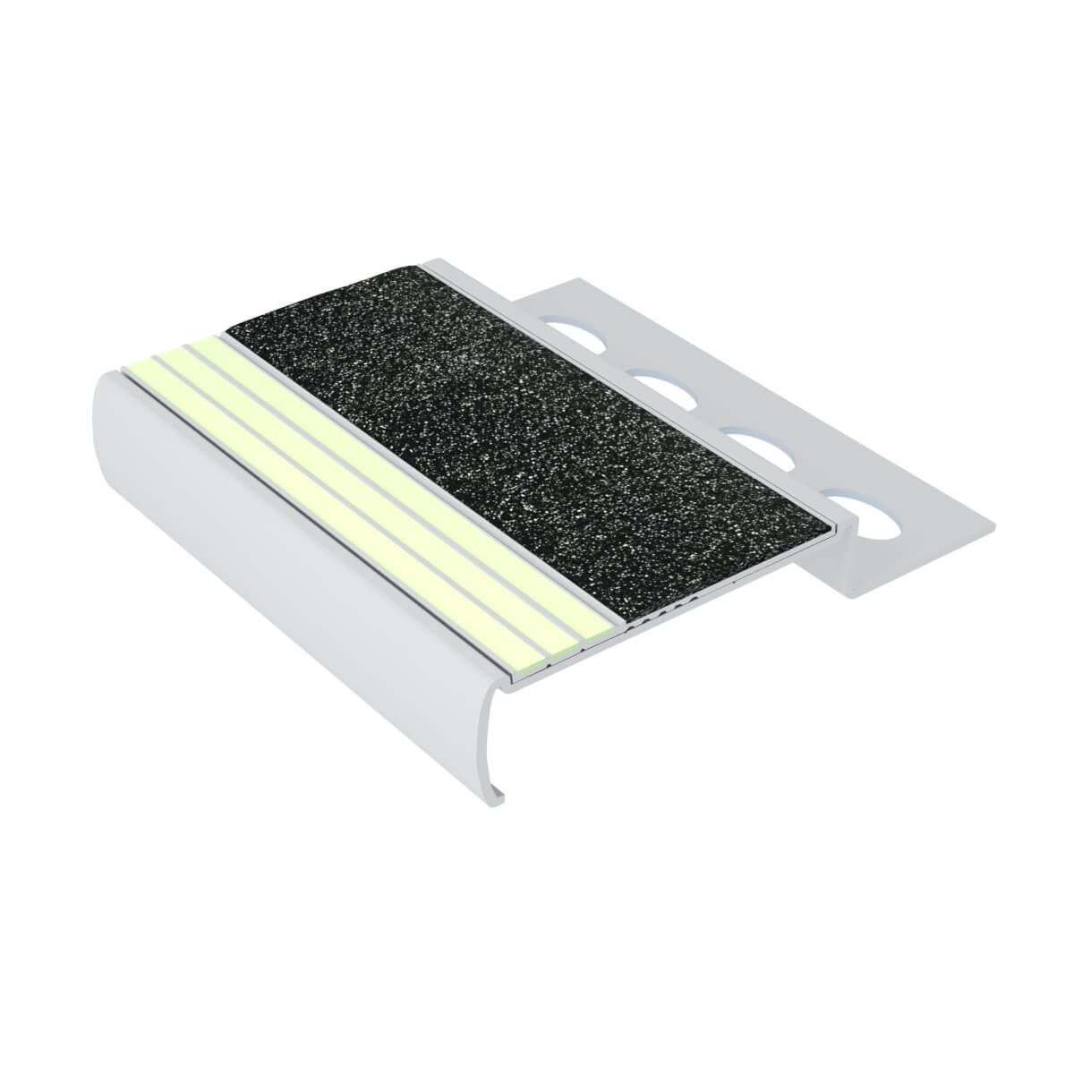 Kinesik - Ecoglo M4.125-E30 Nez de marche photoluminescent avec ailette d'ancrage 12.5 mm et bande antidérapante noire 2" x 8'
