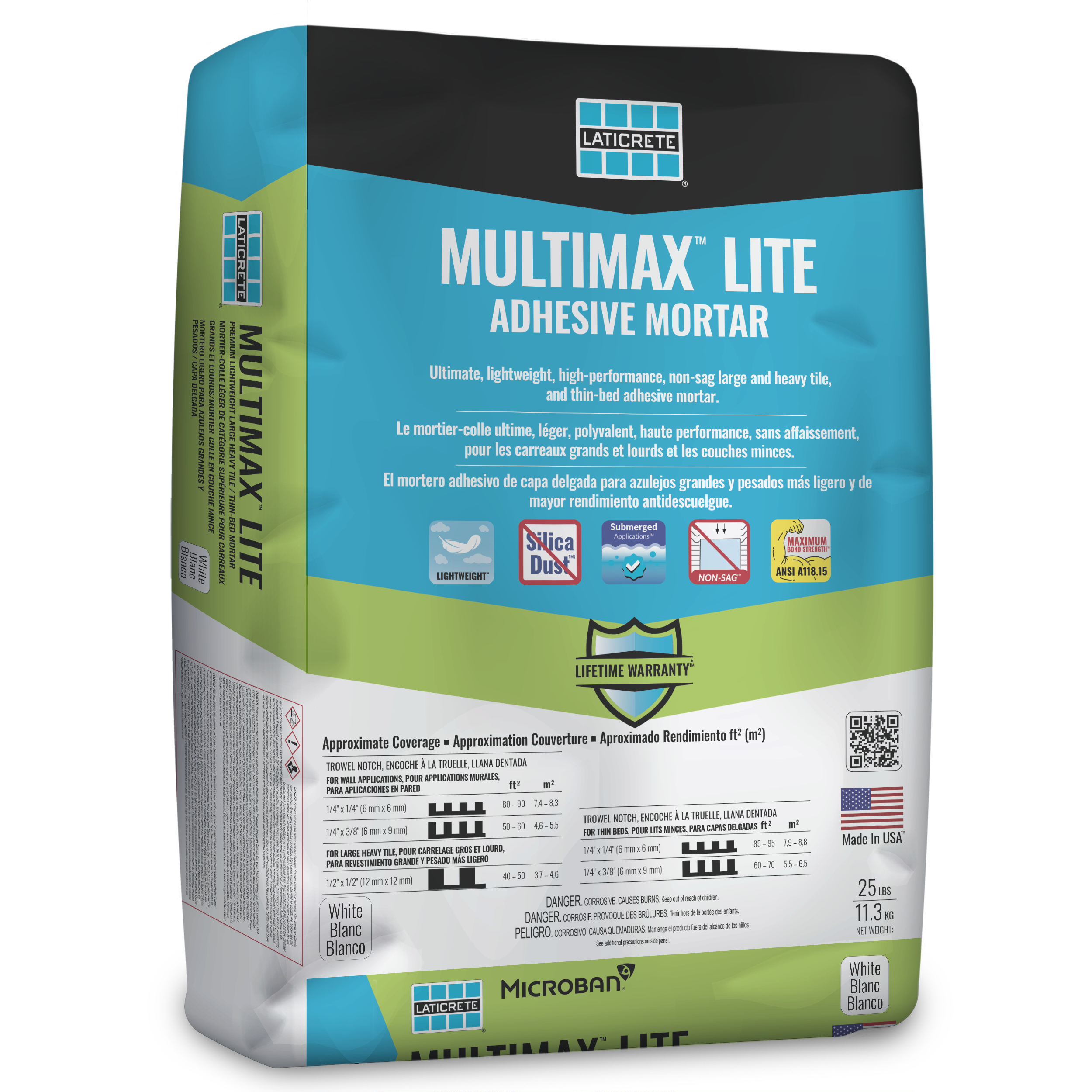 Laticrete - Multimax Lite Mortier pour carreaux polymère fortifié Blanc 25 lb