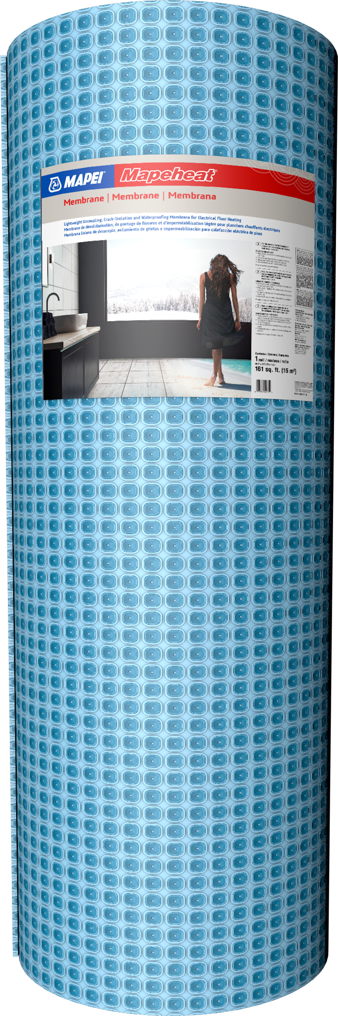 Mapei - Mapeheat Membrane légère de désolidarisation, de pontage de fissures et d’imperméabilisation - rouleau de 49' 3" x 3' 3"