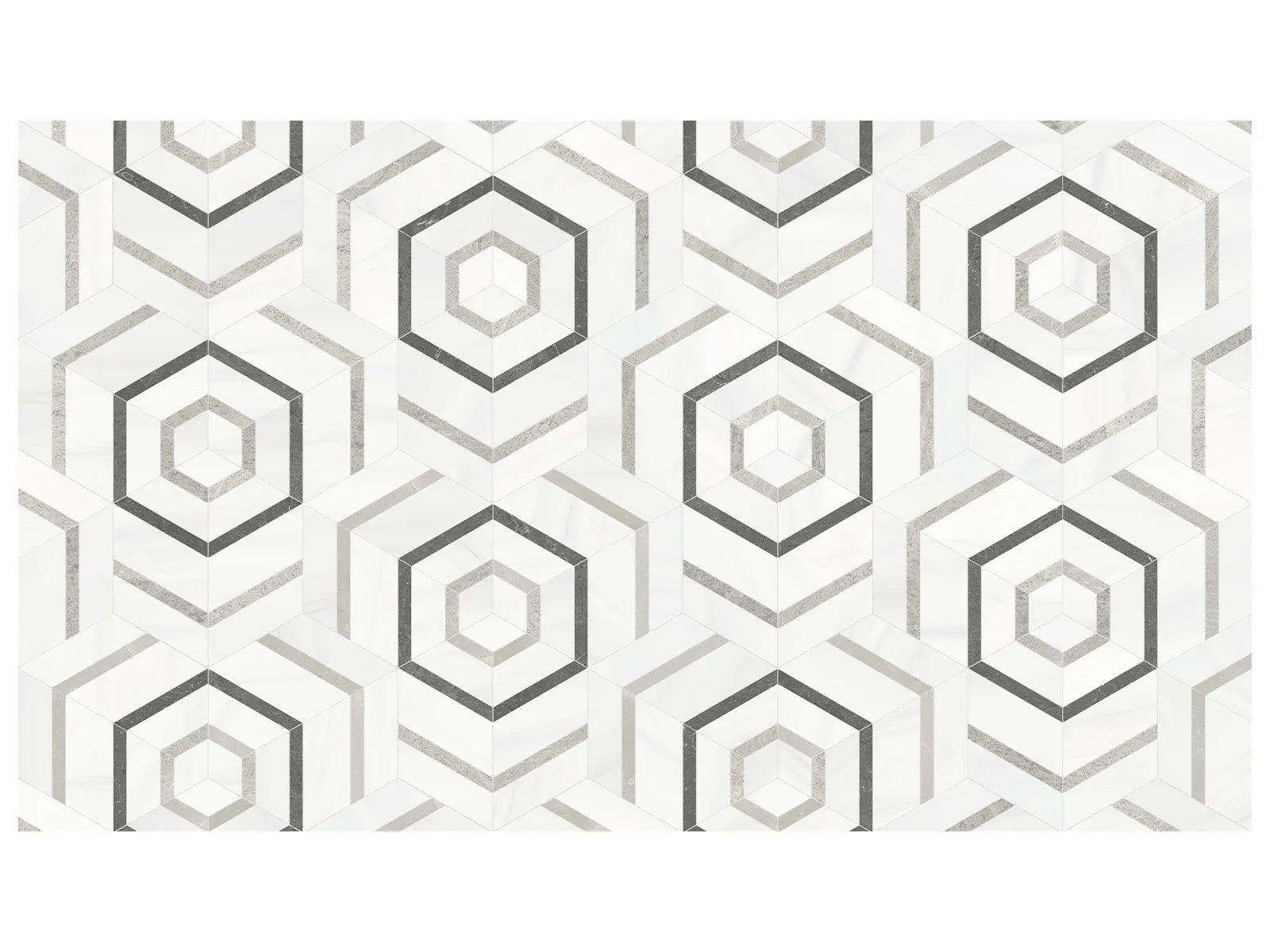 Utopio Hexo Natural Stone Mosaic - Mist ||5001-0394-0