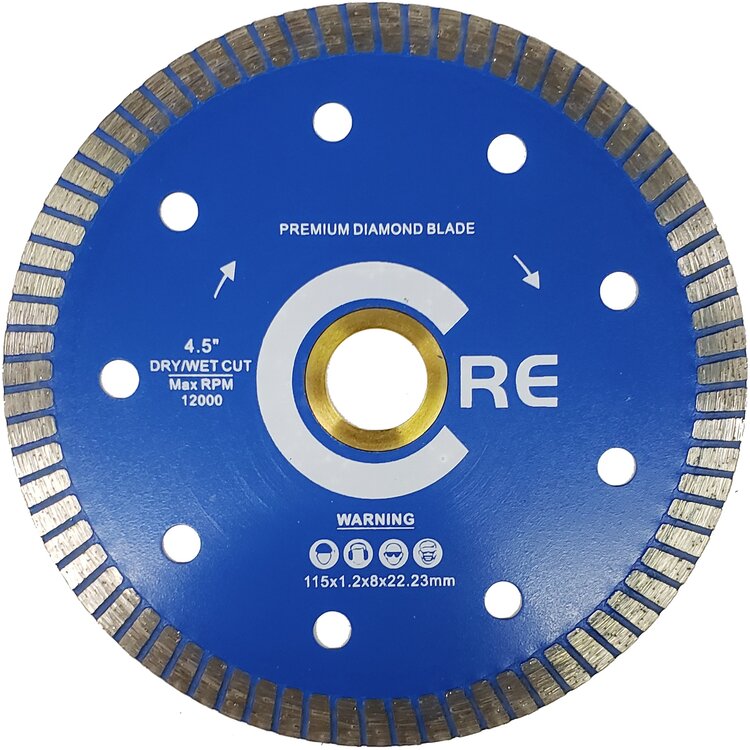 Core Abrasives - Lame fine segmentée turbo Papos pour la porcelaine 4.5"