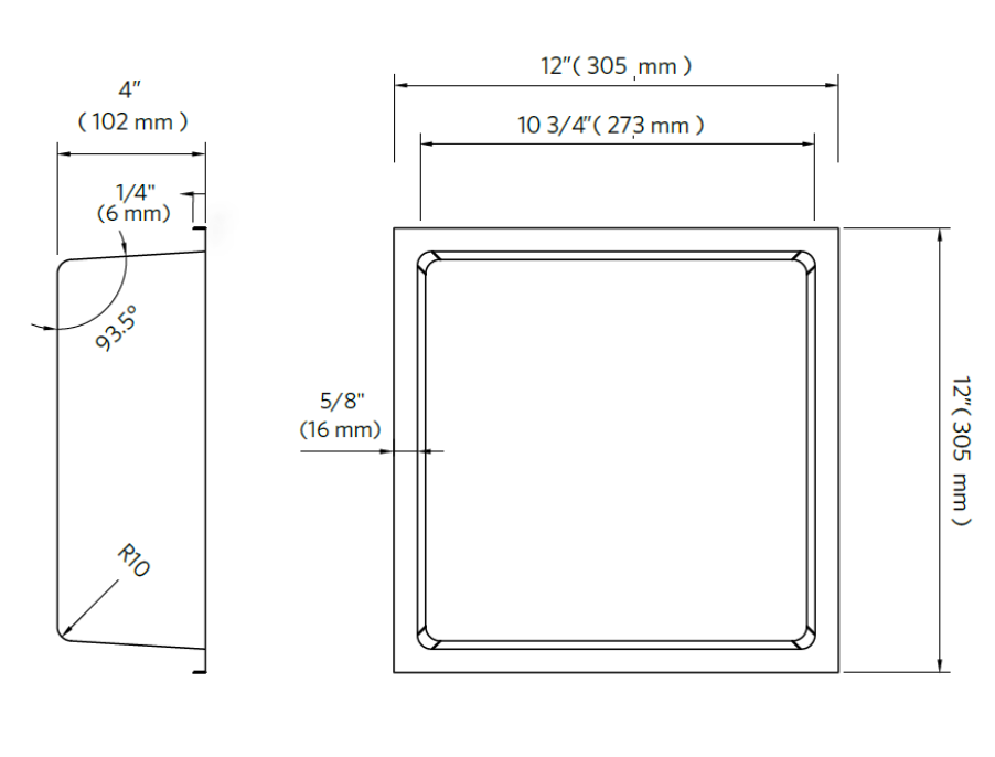 Fusion - 12" x 12" - Nano stainless steel shower niche ||PRO1212GS