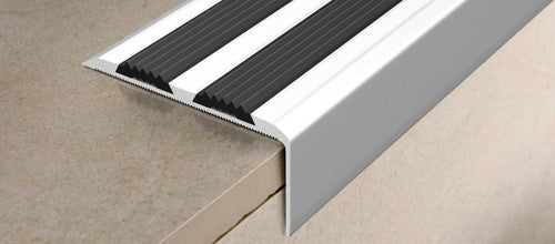Progress Profiles - Profilé pour marches Proend INS 75 perforé avec Double insert en aluminium anodisée 37 x 75.5 mm