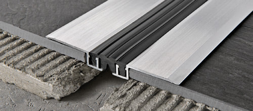 Progress Profiles - Joints de dilatation Proexpan 130 en aluminium naturel et résine de vinyle avec caoutchouc gris 38 x 12 x 128 mm