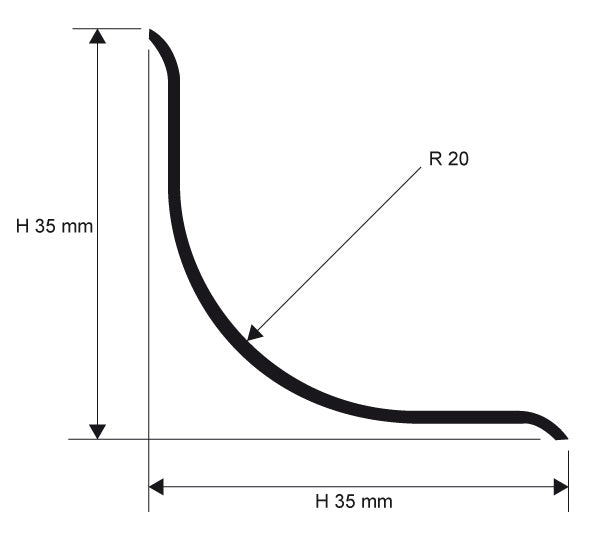 Progress Profiles - Raccord Proround avec film protecteur en acier inoxydable satiné 35 mm