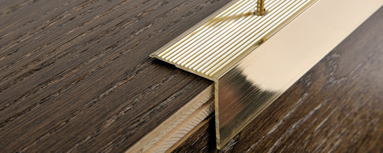 Progress Profiles - Profilé pour marche sans trous Prowalk Laiton poli cannelé 30 x 30 mm