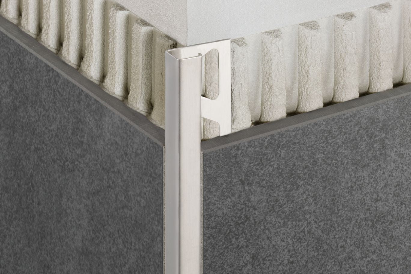Schluter - QUADEC Coin intérieur/extérieur 90° - aluminium gris pierre 1/2" (12.5 mm)