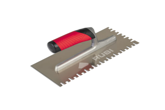 Rubi - 11" European Notched Trowel (YW) in Steel with Rubiflex Handle for Large Format Tiles ||72949