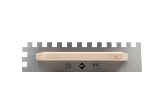 Rubi - 19" Square Notch Steel Trowel with 3/4" x 3/4" Closed Wood Handle ||75962