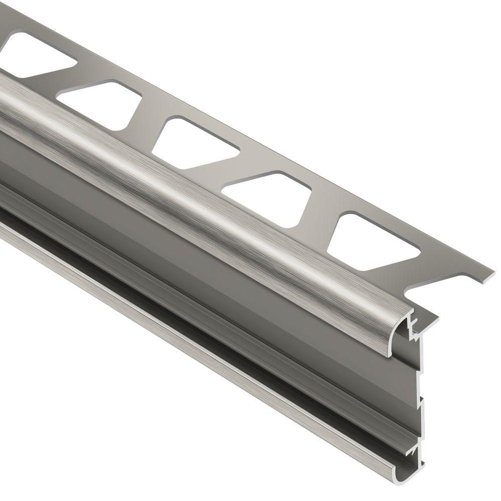 Schluter - RONDEC-CT Profilé de bordure à comptoir double rail - Aluminum Anodized Brushed Nickel 3/8" (10 mm) x 8' 2-1/2"