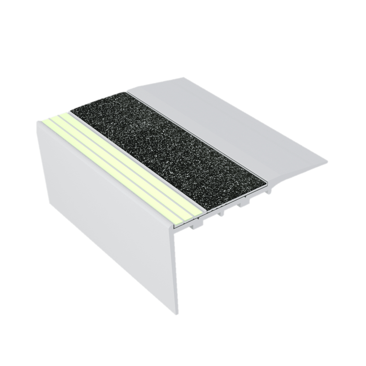 Kinesik - Ecoglo RC5-E30 Nez de marche photoluminescent pour tapis avec bande antidérapante noire 3.5" (vendu en pied linéaire)