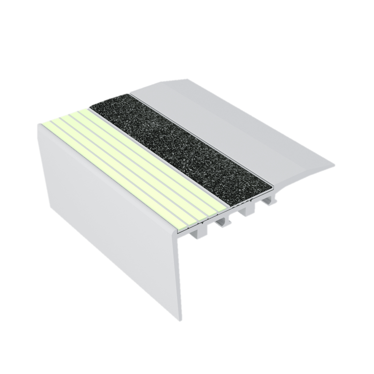 Kinesik - Ecoglo RC4-E40 Nez de marche photoluminescent pour tapis avec bande antidérapante grise 3.5" (vendu en pied linéaire)