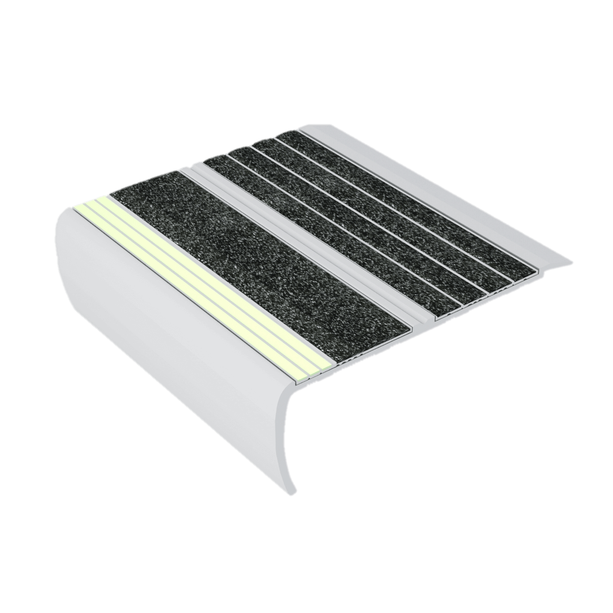 Kinesik - Ecoglo RF5-E30 Nez de marche photoluminescent à angle droit avec bande antidérapante noire 5.5" (vendu en pied linéaire)