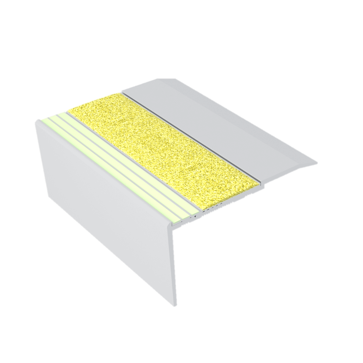 Kinesik - Ecoglo RF7-E30 Photoluminescent Flat Stair Nosing with Yellow Anti-Slip Strip 3.5" (vendu en pied linéaire)