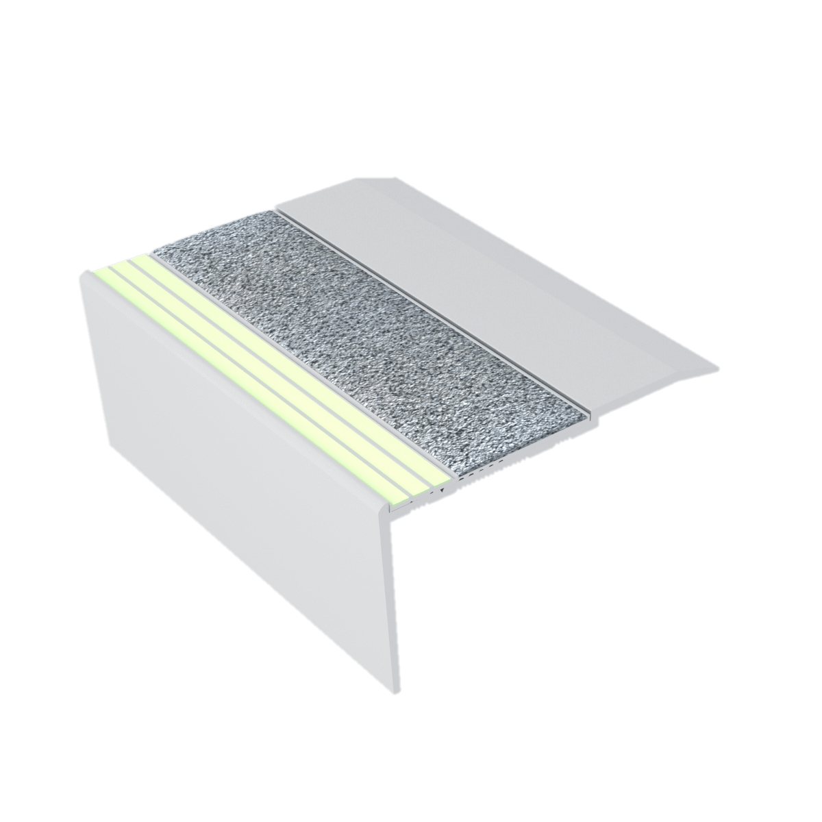 Kinesik - Ecoglo RF7-E30 Photoluminescent Flat Stair Nosing with Grey Anti-Slip Strip 3.5" (vendu en pied linéaire)