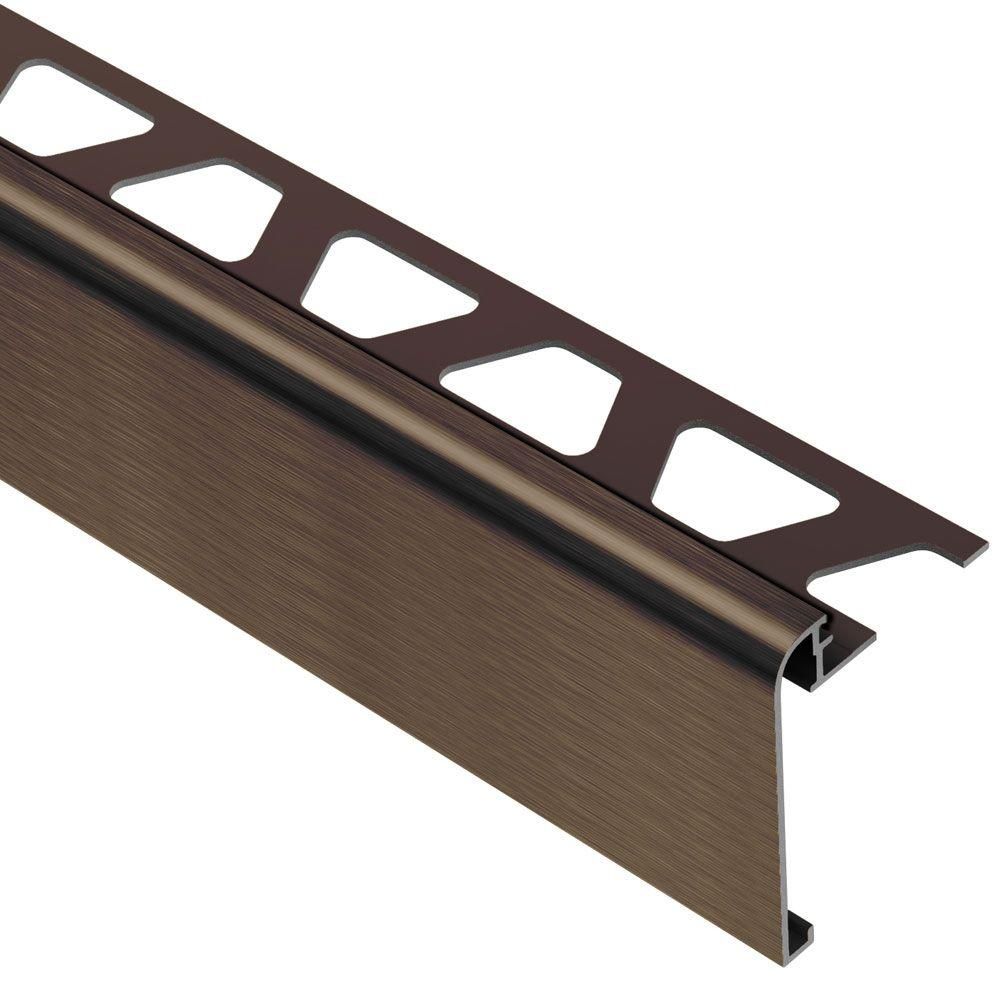 Schluter - RONDEC-STEP Profilé de finition et protection des rebords avec ailette verticale de 1-1/2"  - aluminium anodisé bronze antique brossé 3/8" (10 mm) x 8' 2-1/2"