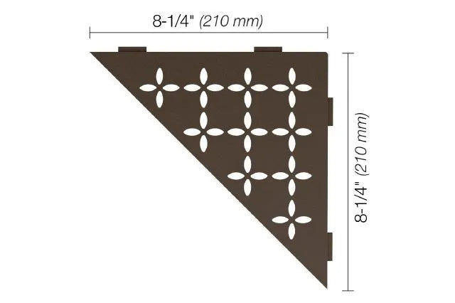 Schluter SHELF-E Triangular corner shelf Floral model - bronze aluminum ||SES1D5TSOB