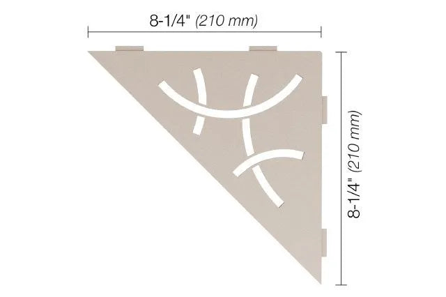 Schluter SHELF-E Curve model triangular corner shelf - cream aluminum ||SES1D6TSC