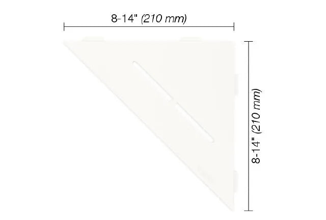 Schluter SHELF-E Pure model triangular corner shelf - matte white aluminum ||SES1D7MBW