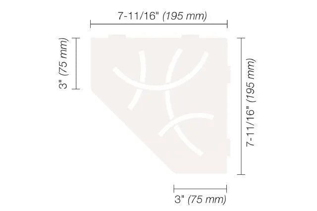 Schluter SHELF-E Étagère de coin pentagonale modèle Curve - aluminium blanc mat ||SES2D6MBW
