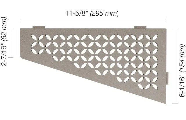 SES3D5TSSG - Schluter SHELF-E Quadrilateral corner shelf Floral model - stone gray aluminum