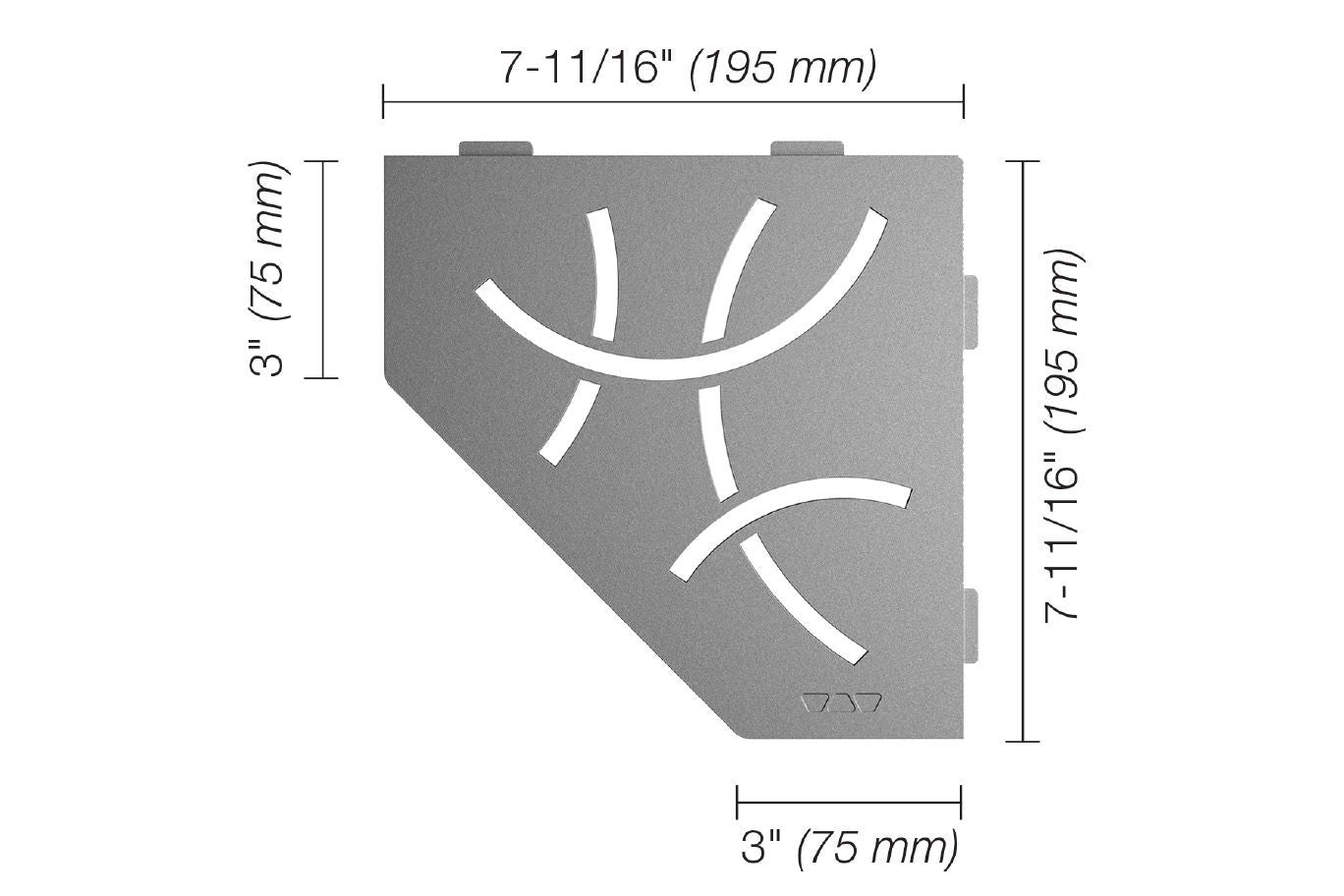 Schluter - SHELF-E Étagère de coin pentagonale modèle Curve aluminium étain