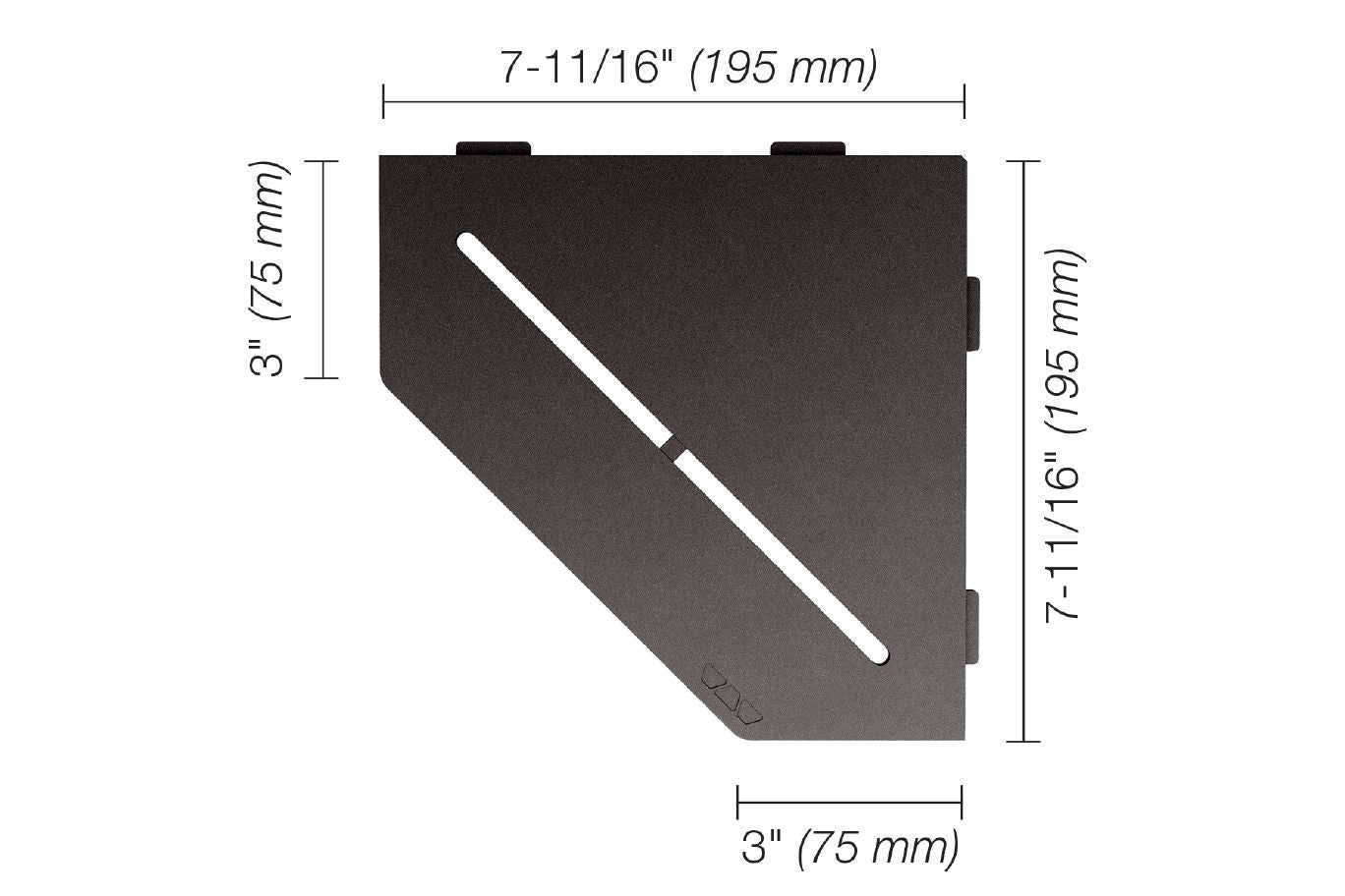 Schluter - SHELF-E Étagère de coin pentagonale modèle Pure aluminium anthracite foncé