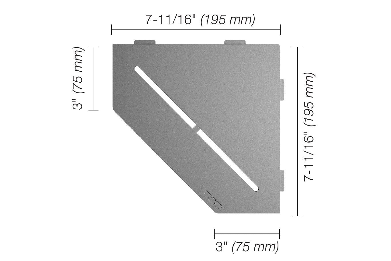 Schluter - SHELF-E Étagère de coin pentagonale modèle Pure aluminium étain