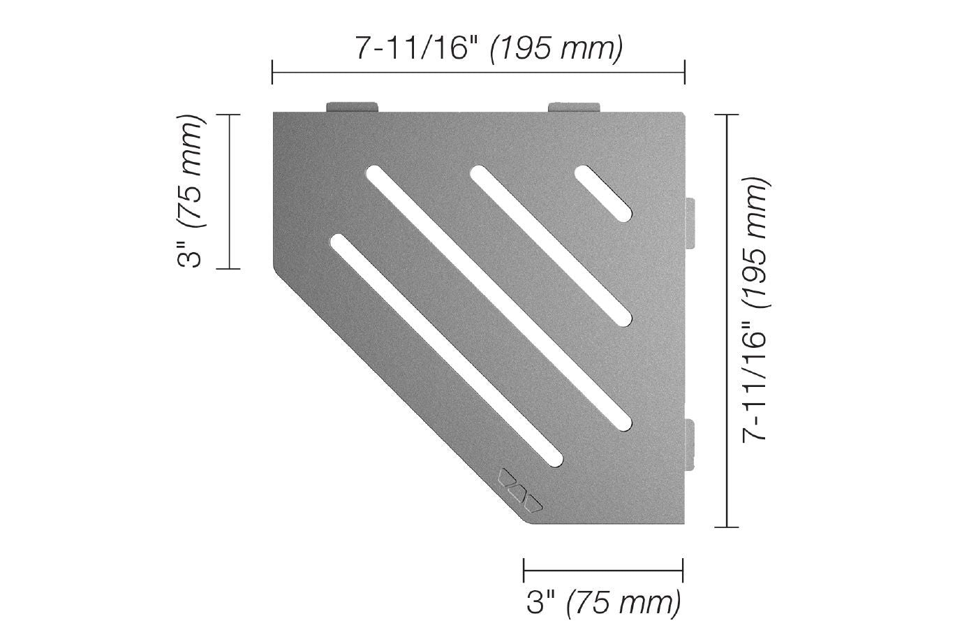 Schluter - SHELF-E Étagère de coin pentagonale modèle Wave aluminium étain