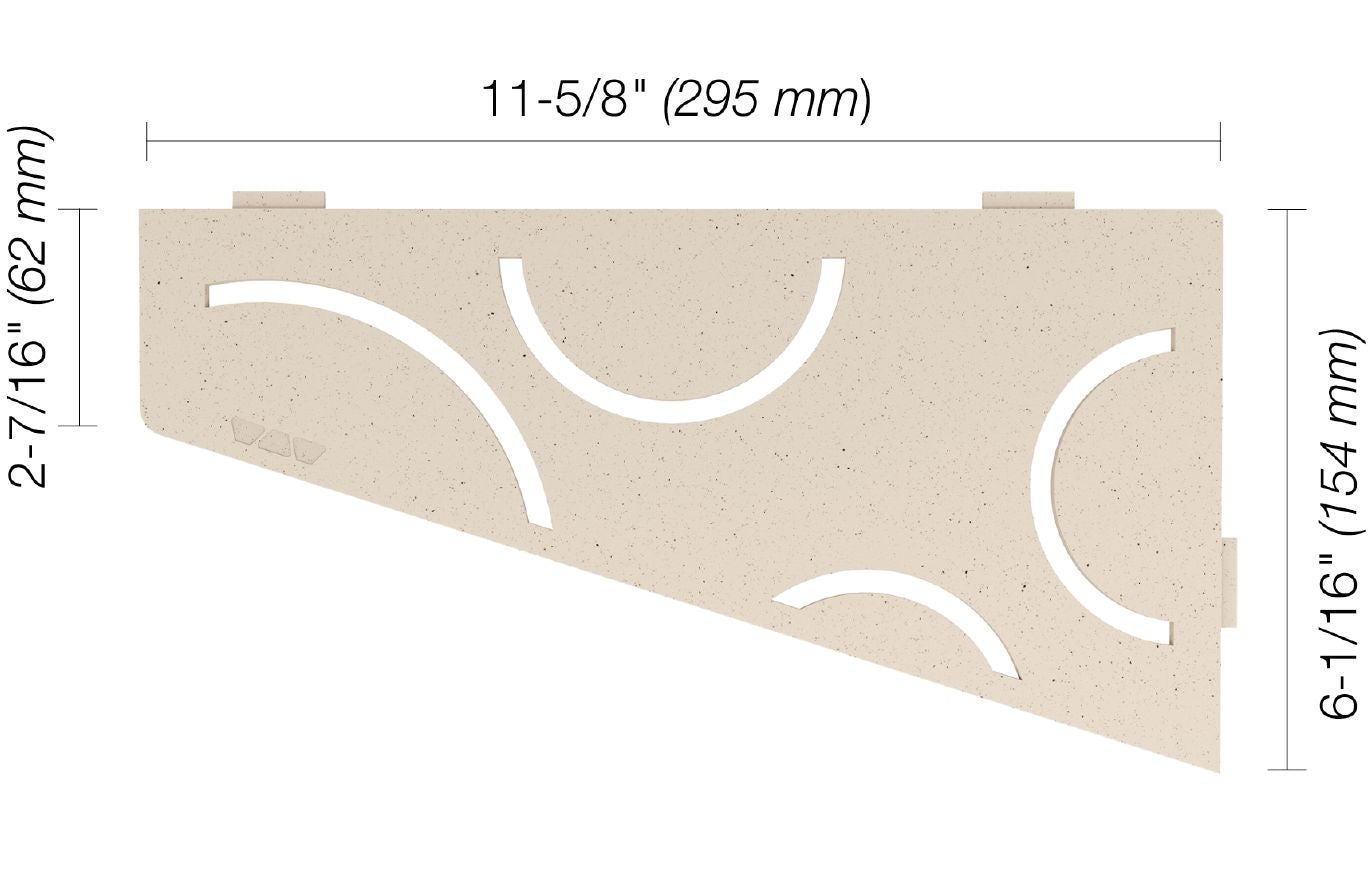 Schluter - SHELF-E Étagère de coin quadrilatérale modèle Curve aluminium ivoire